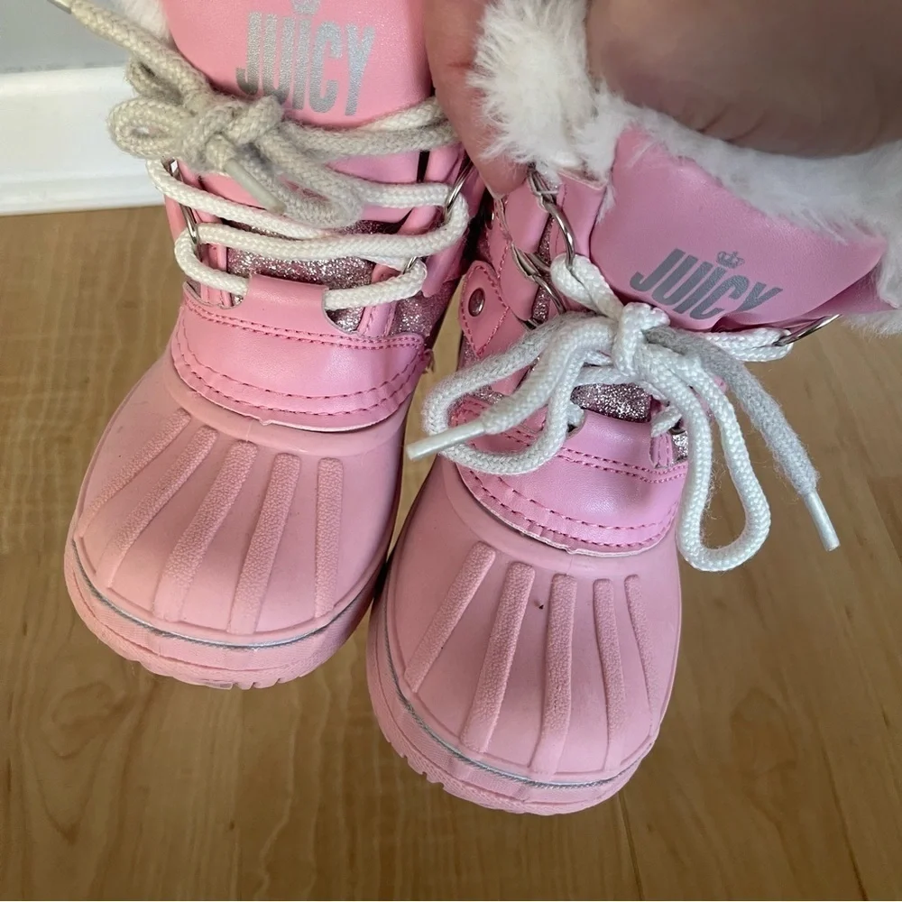 Juicy Couture JJK LIL ESCALON Pink Glitter Boots Snow Ski Winter Shoes Toddler